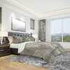 Silver and Beige Abstract Waterpainting Duvet Cover Set, King