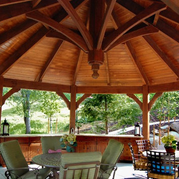 Timber Frame Pergolas & Gazebo Combination for Shade