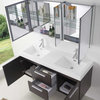 Midori 54" Double Bathroom Vanity,Wenge,White Polymarble Top,Square SinkFaucet
