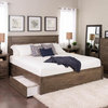 King Select 4-Post Platform Bed With 4 Drawers, Drifted Gray