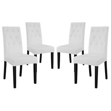 Modway Furniture Confer Dining Side Chair Vinyl Set of 4 in White -EEI-3324-WHI