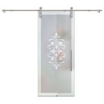 Glass-Door.US - Sliding Glass Barn Door, Full Private, Frosted, 40"x81", Recessed Grip - Sliding Glass Barn Door, Full Private with Frosted Design