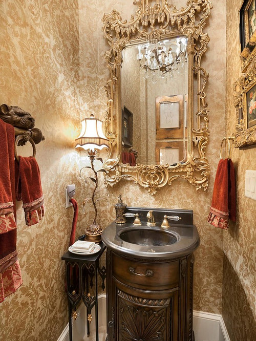 75 Most Popular Victorian Powder Room with Distressed Design