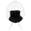 Galzed Teardrop Patio Chair, Black Fabric and White Wicker