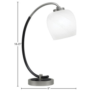 1-Light Desk Lamp, Graphite/Matte Black Finish, 6" White Marble Glass