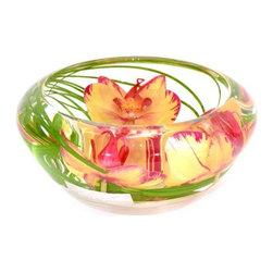 Yellow/Red Phalaenopsis Flower Bowl - Home Decor