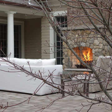 Outside wood burning fireplace starts itself !