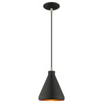Livex Lighting - Livex Lighting 41177-04 Metal Shade - 7" One Light Mini Pendant - Uncover a retro trend with this versatile cone penMetal Shade 7" One L Black Black Metal/Go *UL Approved: YES Energy Star Qualified: n/a ADA Certified: n/a  *Number of Lights: Lamp: 1-*Wattage:60w Medium Base bulb(s) *Bulb Included:No *Bulb Type:Medium Base *Finish Type:Black