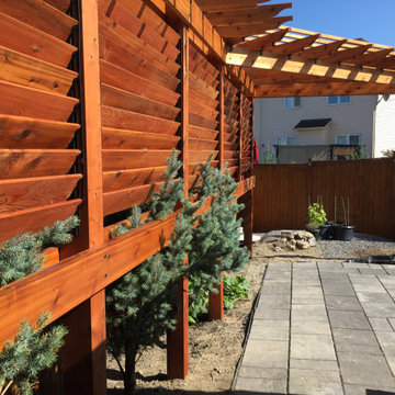 Privacy Fence with Louvres and Corner Pergola