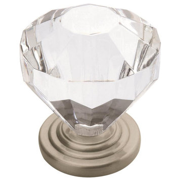 Traditional Classics 1-1/4" Clear/Satin Nickel Cabinet Knob