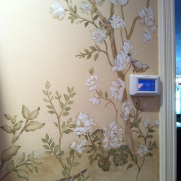 Dining room: detail of hand painted mural