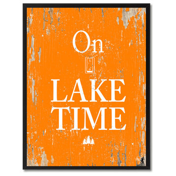 On Lake Time Inspirational, Canvas, Picture Frame, 13"X17"