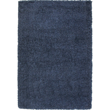 Rectangle Abacasa Comfort Shag Area Rug, Slate Blue, 93"x126"