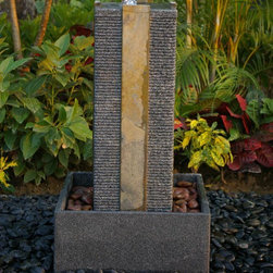 Solid Modern Stone Fountains crafted from Slate and Granite - Rainbow Falls - Outdoor Fountains And Ponds