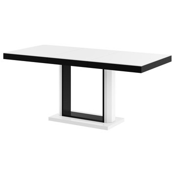 ADRO Extendable Dining Table, White/Black