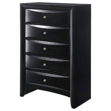 5 Drawers Wooden Chest, Black