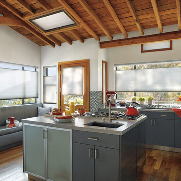 Rustic White Kitchen Custom Shades by Hunter Douglas