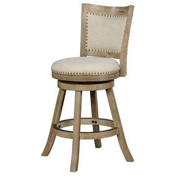 Linon Tyler 24" Wood Counter Stool in Driftwood Gray