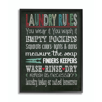 Stupell Industries Laundry Rules Typography Chalkboard Bathroom, 24"x30", Black