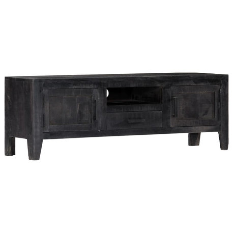 vidaXL TV Stand TV Unit Sideboard TV Console Cabinet Black Solid Mango Wood