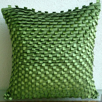 Green Indian Pillow Covers Faux Suede 20"x20" Indian Pillow Covers, Go Green