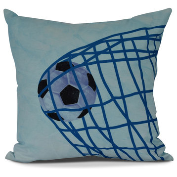 Goal!, Geometric Print Pillow, Light Blue, 16" x 16"