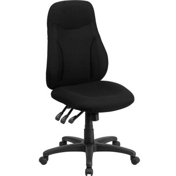 High Back Black Fabric Multifunction Swivel Ergonomic Task Office Chair