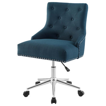 Modern Home Business Office Work Desk Chair, Fabric Aluminum, Navy Blue