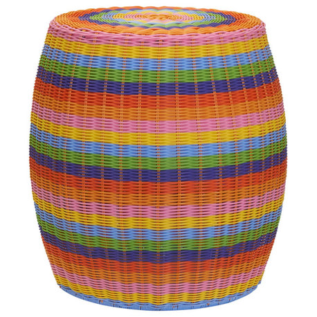 Handwoven Resin Barrel Side Table