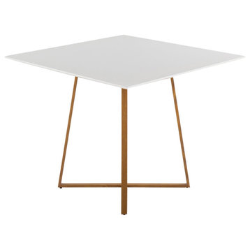 Cosmo Square Dining Table, Natural Metal, White Wood