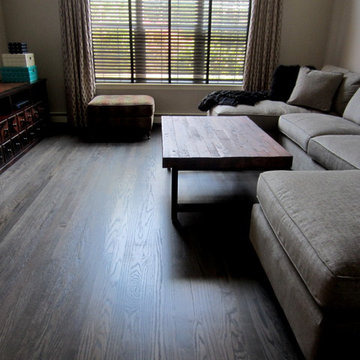 NESCONSET: RED OAK REFINISHED WITH DRIFTWOOD STAIN + 3 COATS TRAFFIC HD SATIN