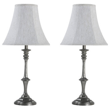 40216-12, Two Pack - 28" Metal Table Lamp, Antique Raw Nickel Finish