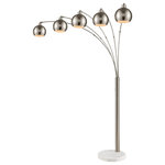 Elk Home - Elk Home 77102 Peterborough - Five Light Floor Lamp - This arc lamp features five, swivable orbs and a sPeterborough Five Li Polished Nickel/Whit *UL Approved: YES Energy Star Qualified: n/a ADA Certified: n/a  *Number of Lights: Lamp: 5-*Wattage:40w A19 bulb(s) *Bulb Included:No *Bulb Type:A19 *Finish Type:Polished Nickel/White Marble