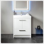 Eviva - Eviva Grace Vanity, White, 30" - With an ever-increasing varaities of modern bathroom vanities, you can't overlook the Eviva Grace. This vanity is simply the highlight of Eviva's modern family of vanitiies, it has the best of both worlds: practicality and elegance. It features spacious drawers and storage spaces for everyday activities, durable toughened acrylic countertop, wood veneer  and  waterproof finish, elegant minimalist design, sleek chrome hardware and Eviva's signature of soft-closing roller-sliding  drawers and doors. It comes in white and combinations of natural oak/white and gray oak/white. Eviva Grace is guaranteed to be matchless in the market because of 8 different sizes that make fitting a modern vanity in your bathroom an unchallenging feat.