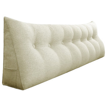 Bed Rest Wedge Pillow, Back Support Lumbar Pillow, Sofa Pillow, Ivory, 76x20x8