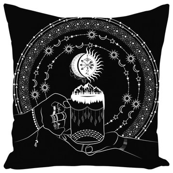 My Bohemian World Black Throw Pillow, Black, 20x20, Cover Only