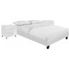 White Platform King Bed With Two Nightstands