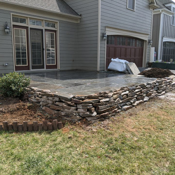 Bluestone Patio, Privacy Fence, and Dry-Stack Retaining Terrace