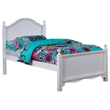 Furniture of America Poppy Transitional Wood Twin Panel Kids Bed in White