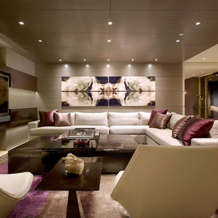 Inspiration for a contemporary home cinema in Miami.