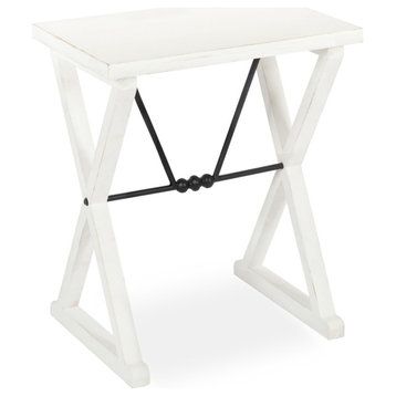 Travere Wood and Metal Side Table, White 22x14x26