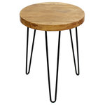 Welland - Rustic Old Elm Wood End Table, Round - ANTIQUE DESIGN - The elm wood end table is a unique sense of natural history that increased a rustic look to any room. It is beautifully crafted, and interesting