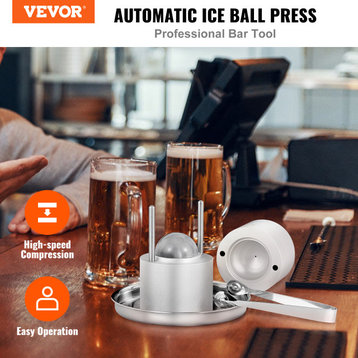 VEVOR Ice Ball Press Ice Ball Maker 2.4"/60 mm Ice Press Kit for Whiskey Silver