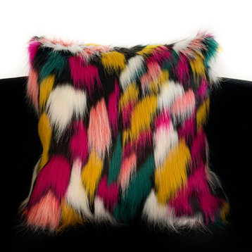 Plutus Amazonian Bird Animal Faux Fur Luxury Throw Pillow, 16"x16"