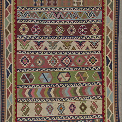 Persian Shiraz kilim runner 4'7 X 19'9 - Area Rugs