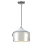 Access Lighting - Blend Pendant, Chrome - The distinctive contour of this pendant chandelier resembles a glass cloche. It owes its style to the 19th-century process of glassblowing into bell-shaped molds. Two tones blend at the base of the globe, creating a vintage look that will add flair to any bedroom, living room, or lounge area.
