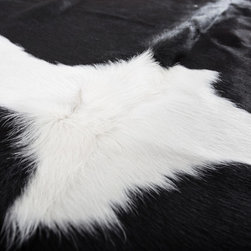 Luxury Natural Cowhide Area Rug, Handmade, Black-White, Hair-on-Hide, 6'7"x5'7" - Area Rugs