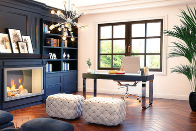 Example of a trendy home office design in Indianapolis