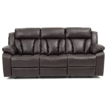 Springfield Reclining Sofa, Brown Faux Leather