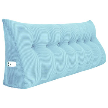 Bed Wedge Pillow Headboard Cushion Daybed Backrest Pillow Reading Wedge Sky Blue, 76x20x8